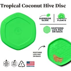 Project Hive Pet Company Hive Tropical Coconut Scented Disc & Lick Mat Dog Toy, Green -Dog Supplies 806142 PT2. AC SS1800 V1683565371