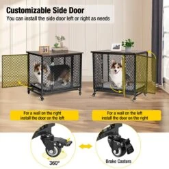 Aivituvin Side End Table Furniture Style Dog Crate With Tray, Cushion & Casters -Dog Supplies 814846 PT2. AC SS1800 V1679591778