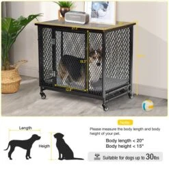 Aivituvin Side End Table Furniture Style Dog Crate With Tray, Cushion & Casters -Dog Supplies 814846 PT5. AC SS1800 V1679591967