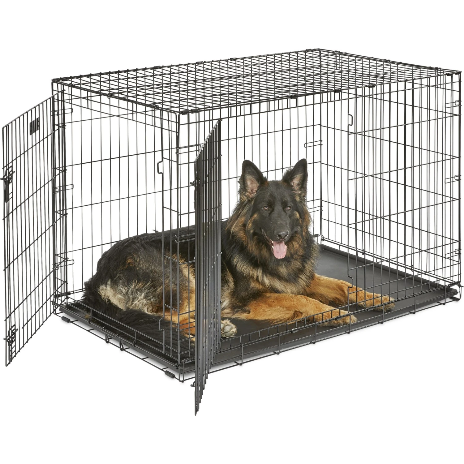MidWest ICrate Fold & Carry Double Door Collapsible Wire Dog Crate & MidWest Steel Pet Gate 4 MidWest ICrate Fold & Carry Double Door Collapsible Wire Dog Crate & MidWest Steel Pet Gate - Image 2
