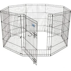 Petmate 8-Panel Wire Dog Exercise Pen With Door, Black -Dog Supplies 83970 PT3. AC SS1800 V1567186344
