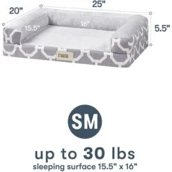 Friends Forever Harper Orthopedic Couch Bolster Sofa With Removable Cover Cat & Dog Bed, Grey -Dog Supplies 851342 PT6. AC SS1800 V1683835962