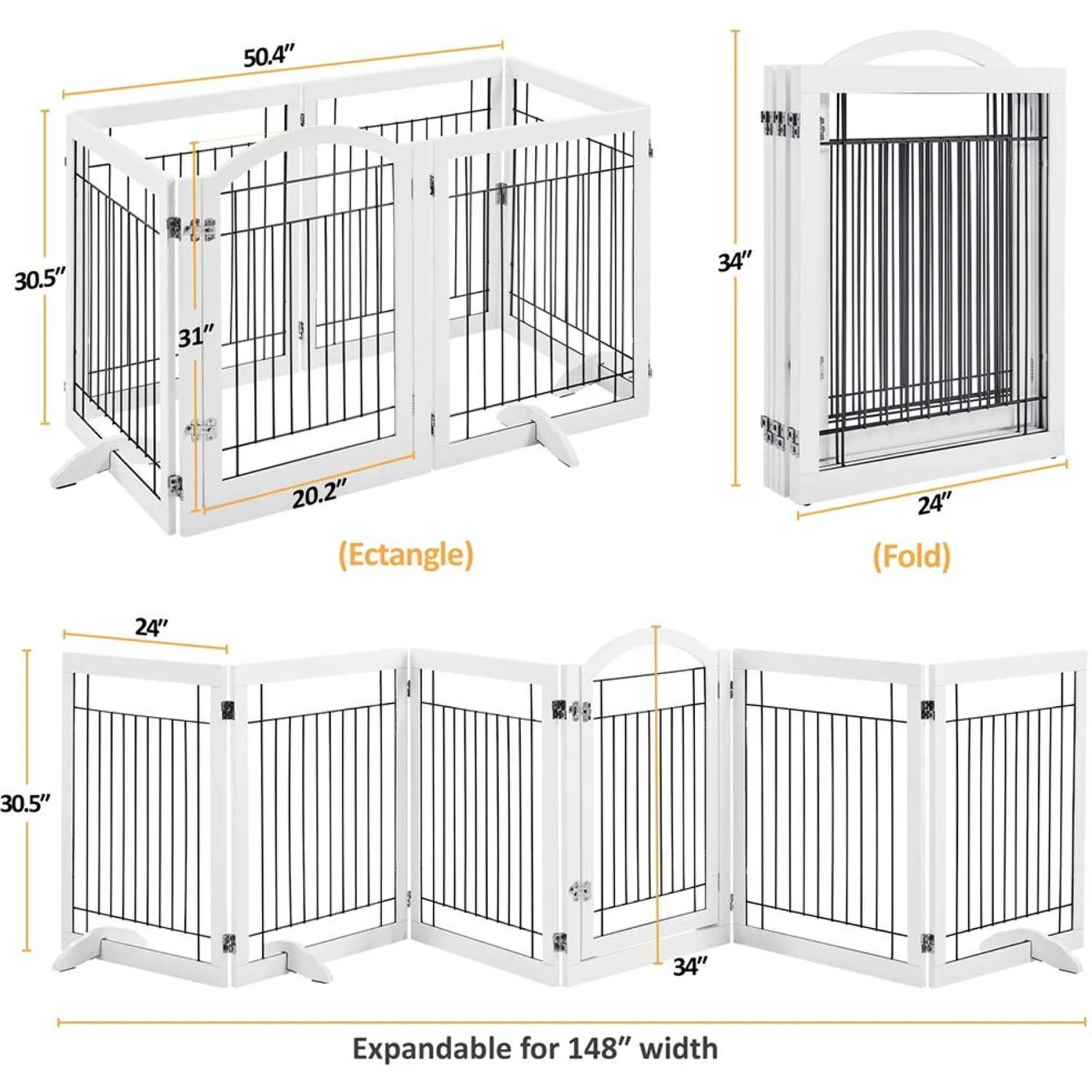 Yaheetech 6-Panel Foldable Wire Dog Gate 5 Yaheetech 6-Panel Foldable Wire Dog Gate - Image 3