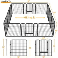 Yaheetech 12-Panel 32-in H Dog Playpen With Door Black, Medium -Dog Supplies 871638 PT2. AC SS1800 V1686078477