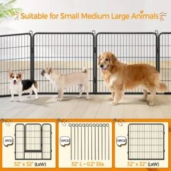 Yaheetech 12-Panel 32-in H Dog Playpen With Door Black, Medium -Dog Supplies 871638 PT3. AC SS1800 V1686078480