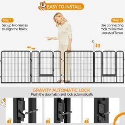 Yaheetech 12-Panel 32-in H Dog Playpen With Door Black, Medium -Dog Supplies 871638 PT4. AC SS1800 V1686078478