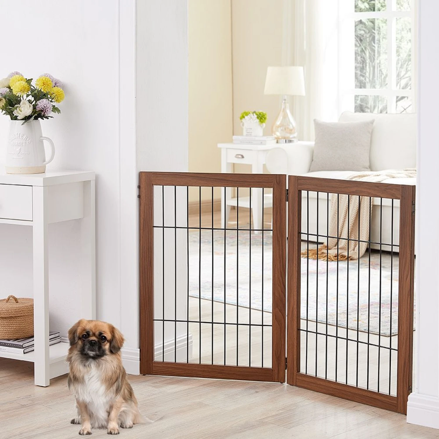 Unipaws Pet Gate Playpen 2-Panel Extension Kit, Walnut, Medium 3 Unipaws Pet Gate Playpen 2-Panel Extension Kit, Walnut, Medium