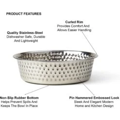 PetRageous Designs Crete Hammered Stainless Steel Dog & Cat Bowl -Dog Supplies 902294 PT4. AC SS1800 V1689889789