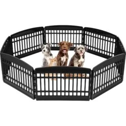 IRIS 8-Panel Dog Exercise Playpen, Black