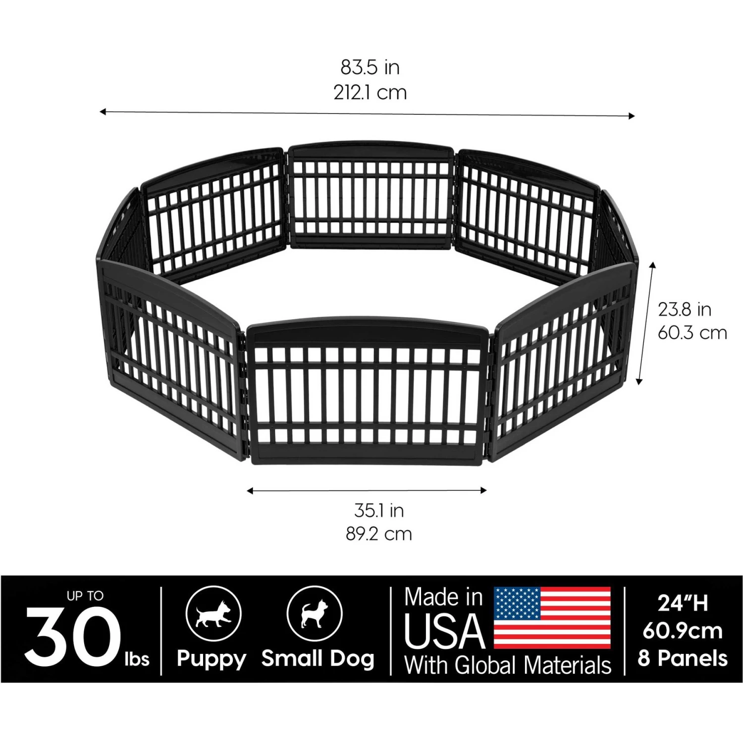 IRIS 8-Panel Dog Exercise Playpen, Black 4 IRIS 8-Panel Dog Exercise Playpen, Black - Image 2