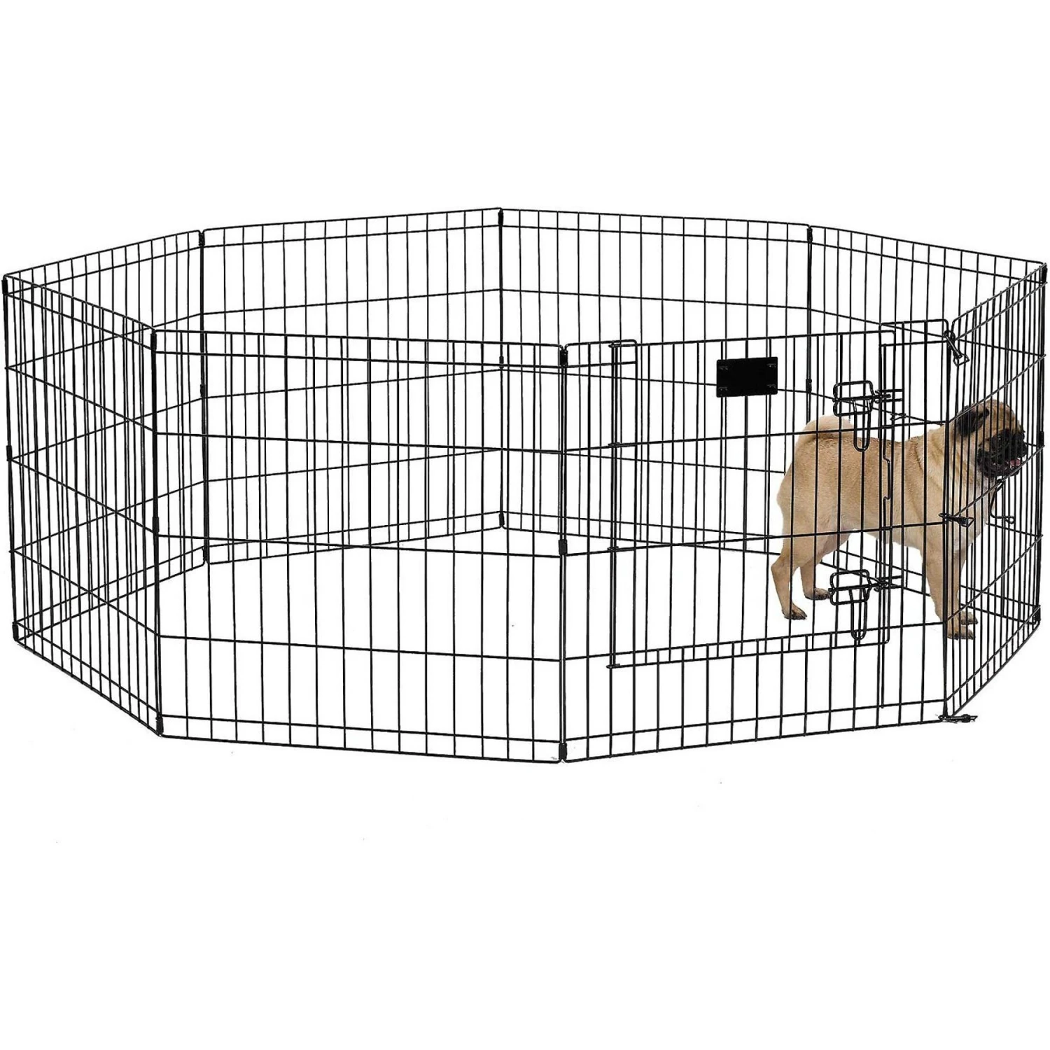 MidWest Wire Dog Exercise Pen With Step-Thru Door, Black E-Coat & MidWest Exercise Pen Top Fabric Mesh Sunscreen Accessory, Square Configuration, Black 4 MidWest Wire Dog Exercise Pen With Step-Thru Door, Black E-Coat & MidWest Exercise Pen Top Fabric Mesh Sunscreen Accessory, Square Configuration, Black - Image 2