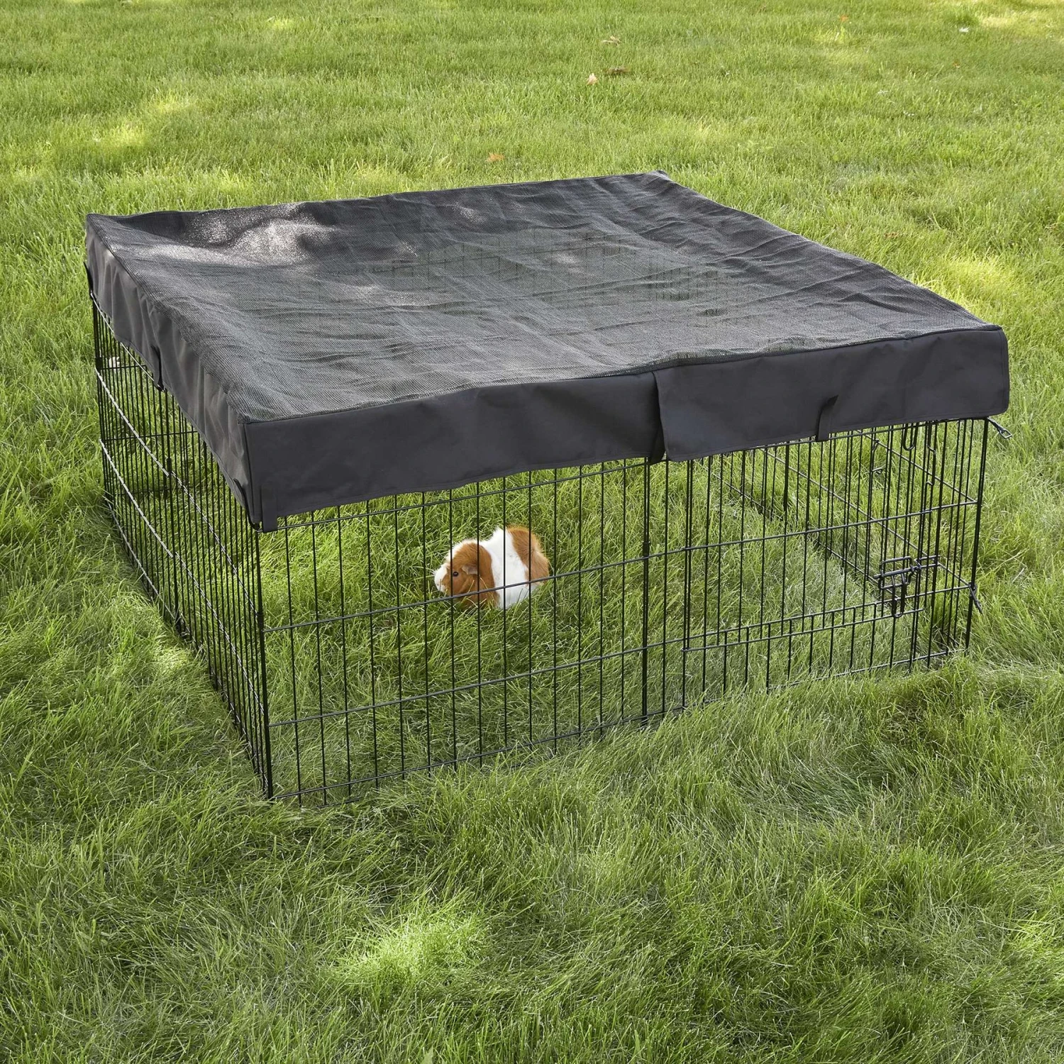MidWest Wire Dog Exercise Pen With Step-Thru Door, Black E-Coat & MidWest Exercise Pen Top Fabric Mesh Sunscreen Accessory, Square Configuration, Black 10 MidWest Wire Dog Exercise Pen With Step-Thru Door, Black E-Coat & MidWest Exercise Pen Top Fabric Mesh Sunscreen Accessory, Square Configuration, Black - Image 8
