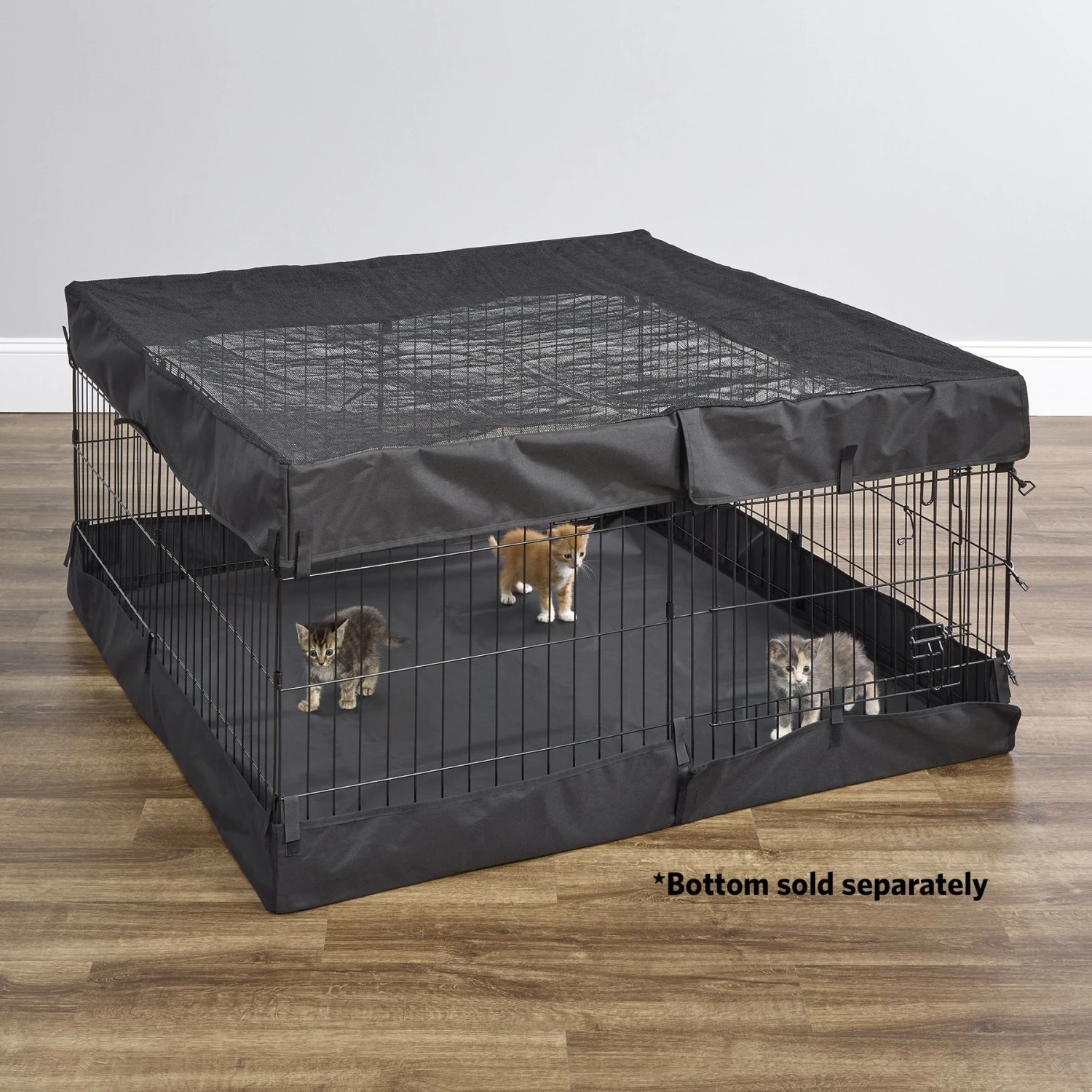 MidWest Wire Dog Exercise Pen With Step-Thru Door, Black E-Coat & MidWest Exercise Pen Top Fabric Mesh Sunscreen Accessory, Square Configuration, Black 11 MidWest Wire Dog Exercise Pen With Step-Thru Door, Black E-Coat & MidWest Exercise Pen Top Fabric Mesh Sunscreen Accessory, Square Configuration, Black - Image 9