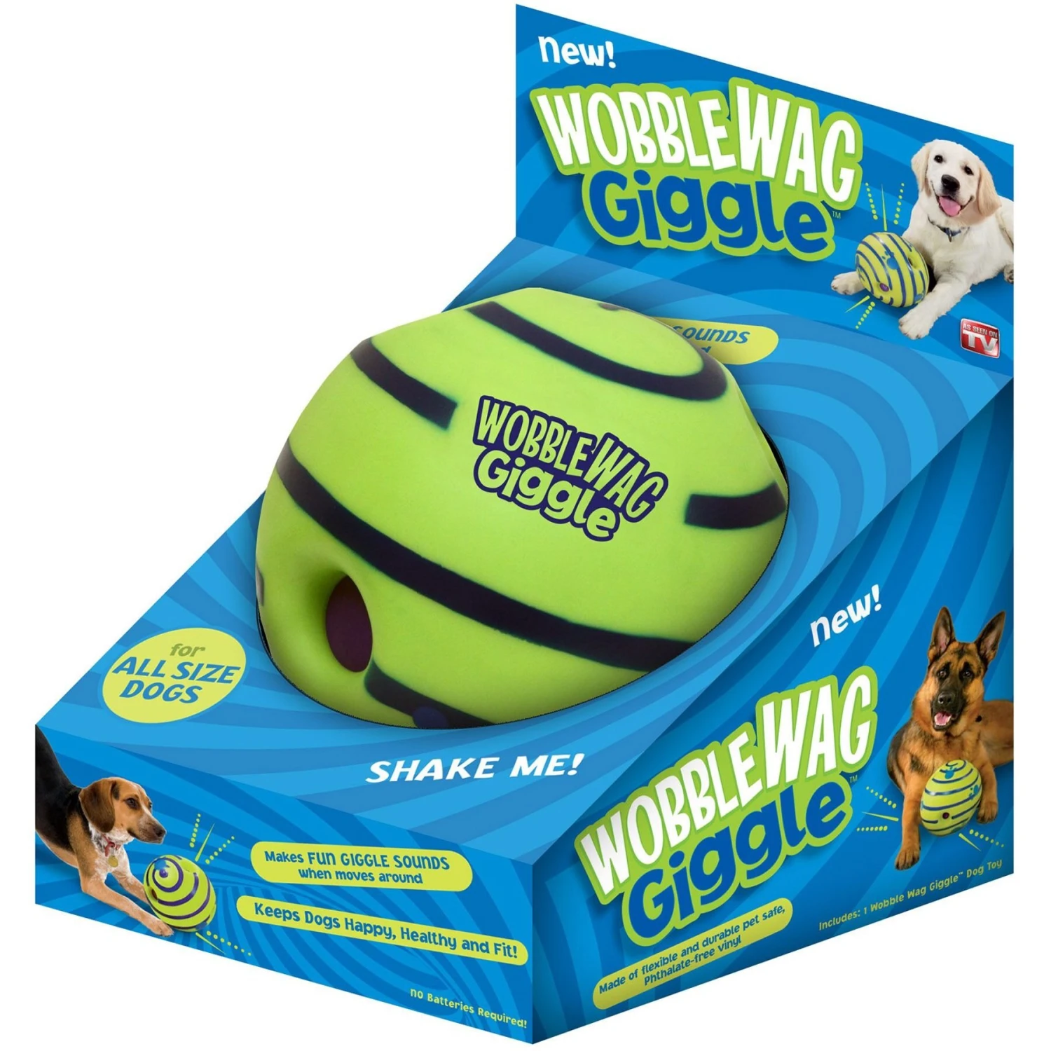 As Seen On TV Wobble Wag Giggle Ball Dog Toy & JW Pet Crackle Heads Ball Dog Toy, Color Varies 5 As Seen On TV Wobble Wag Giggle Ball Dog Toy & JW Pet Crackle Heads Ball Dog Toy, Color Varies - Image 3