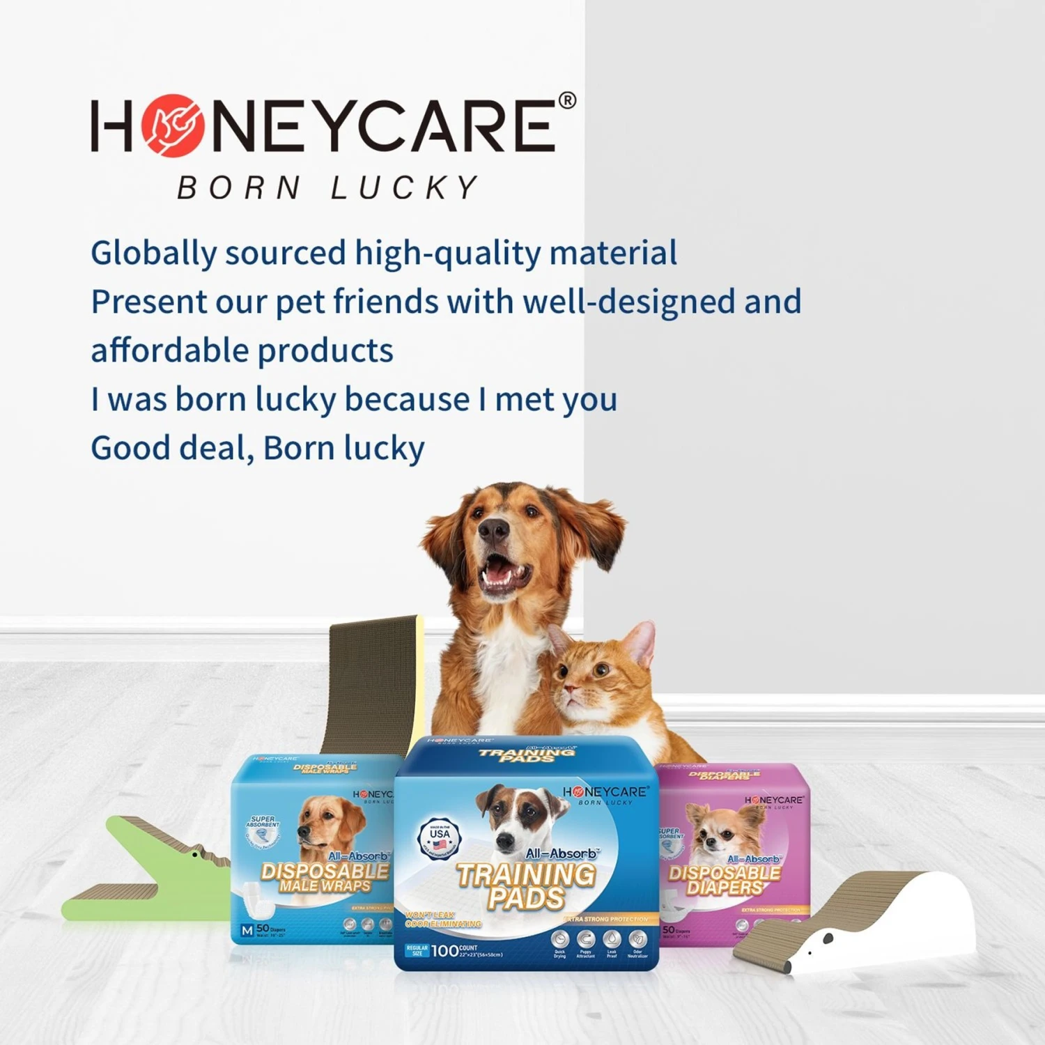 Honey Care All-Absorb Ultra Absorbent Odor Eliminating Quick-Dry Surface Dog Pads, 22x23-in, 14 Count 4 Honey Care All-Absorb Ultra Absorbent Odor Eliminating Quick-Dry Surface Dog Pads, 22x23-in, 14 Count - Image 2
